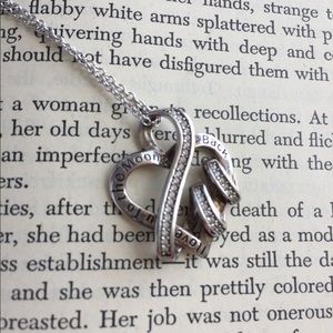 Love You to the Moon and Back CZ Silver Necklace